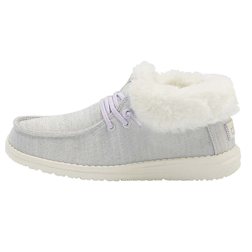 HEYDUDE GIRL'S BRITT YOUTH STRETCH FLEECE WHITE SIZE 6  | GIRL'S LACE UP BOOTS